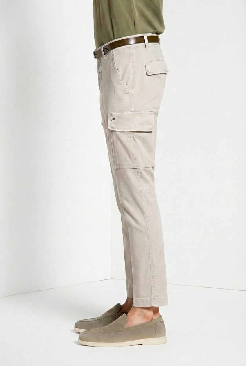Chile pantalon cargo homme en satin stretch extra slim fit ①