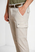 Chile pantalon cargo homme en satin stretch extra slim fit ①