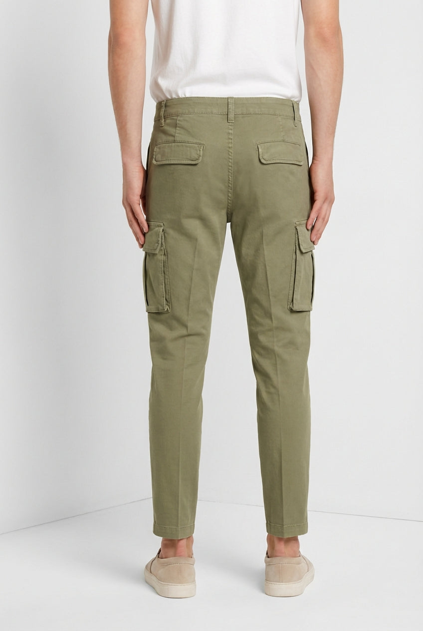 Chile pantalon cargo homme en satin stretch extra slim fit ①