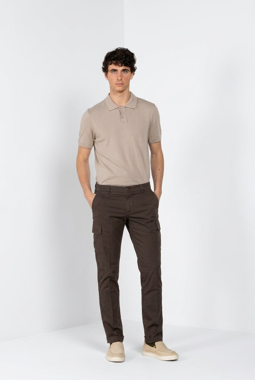 Chile pantalone cargo uomo in raso stretch extra slim fit ①