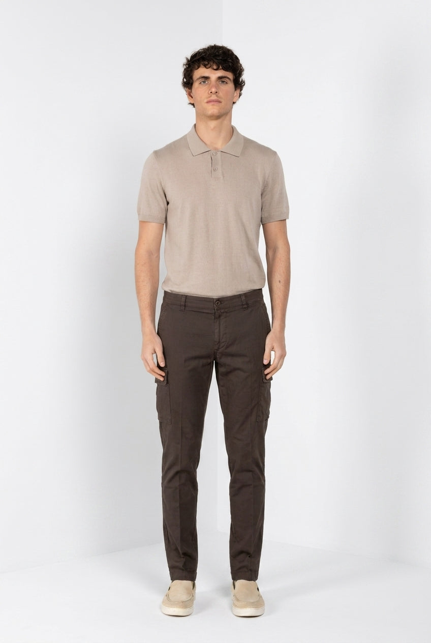 Chile men's cargo pants stretch satin extra slim fit ①