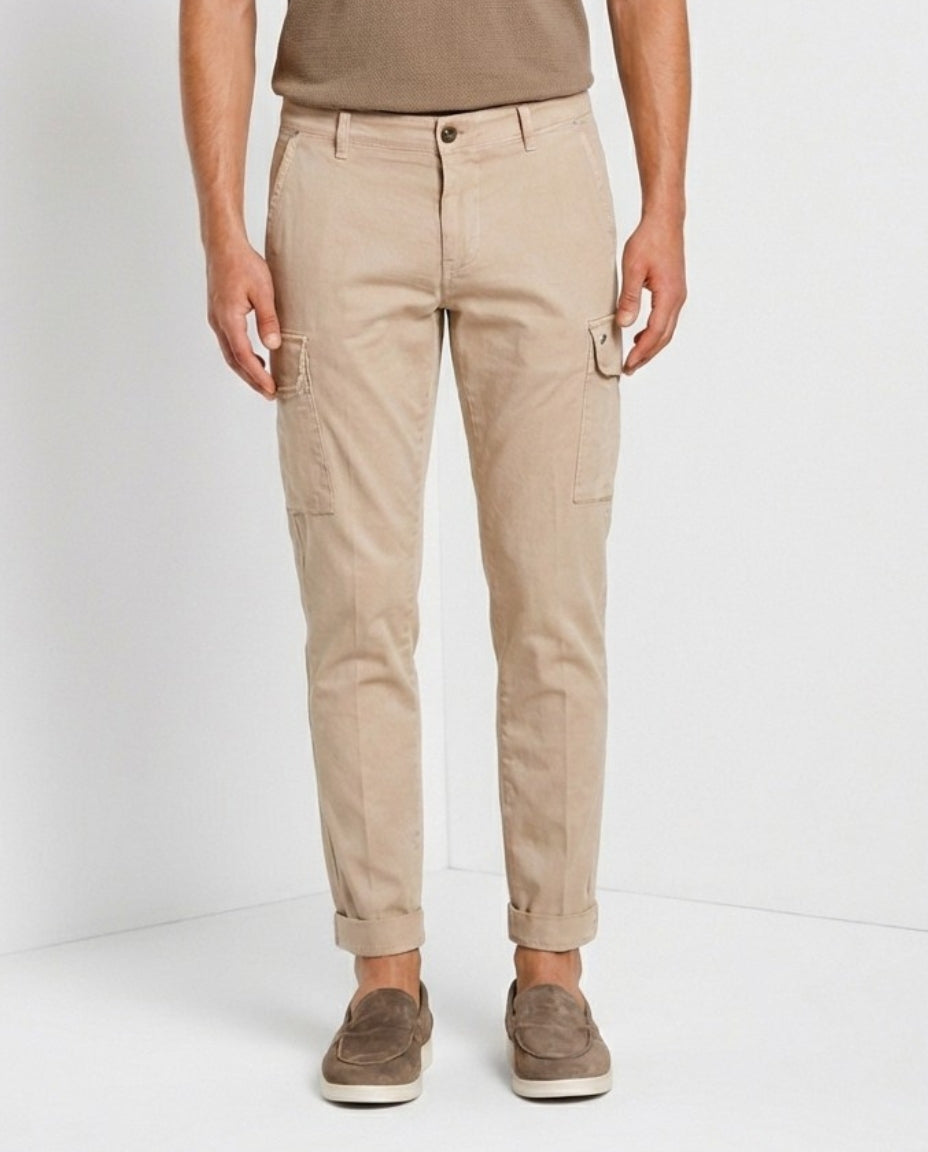 Chile men's cargo pants in stretch satin extra slim fit ①