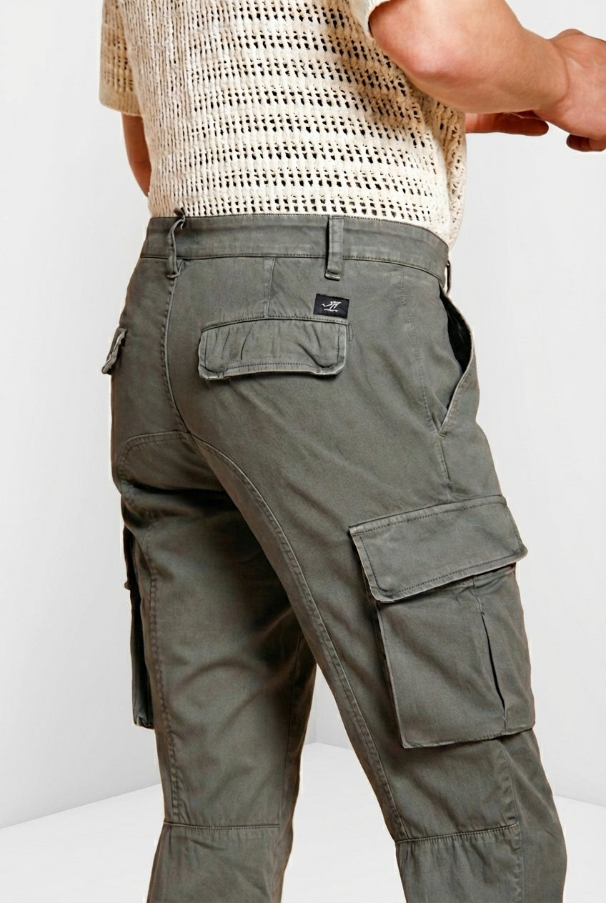 Chile pantalon cargo homme en satin stretch extra slim fit ①