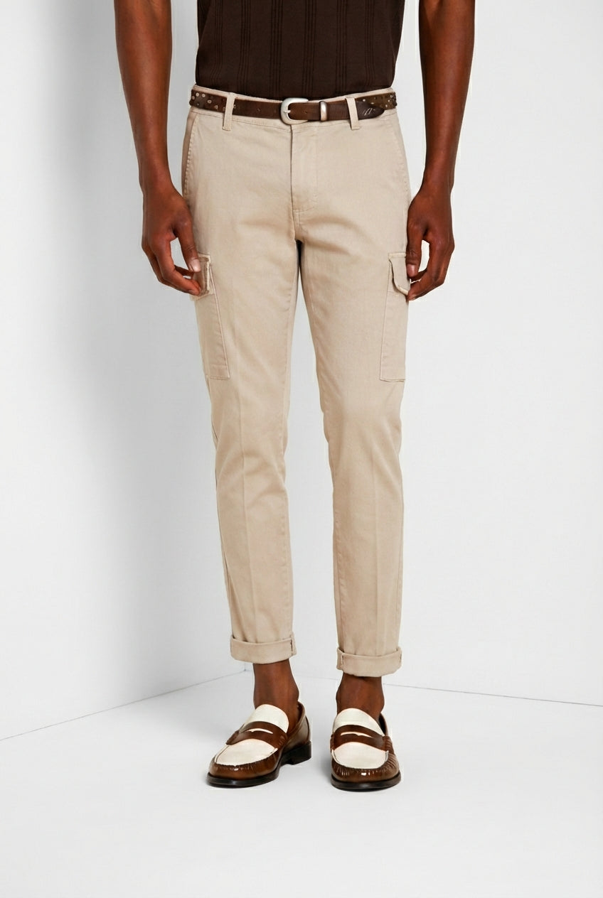 Chile pantalon cargo homme en satin stretch extra slim fit ①
