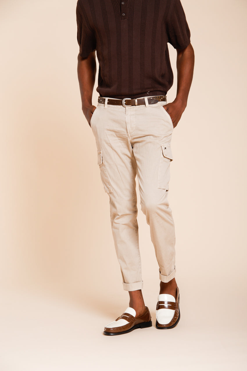 Chile pantalon cargo homme en satin stretch extra slim fit ①