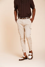 Chile pantalon cargo homme en satin stretch extra slim fit ①