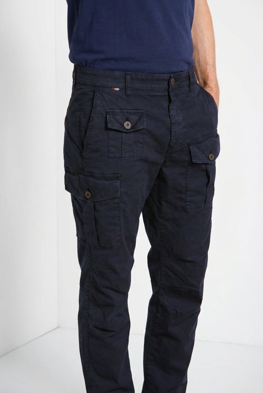 George Coolpocket pantalon cargo homme en twill léger stretch Logo Edition carrot fit ①