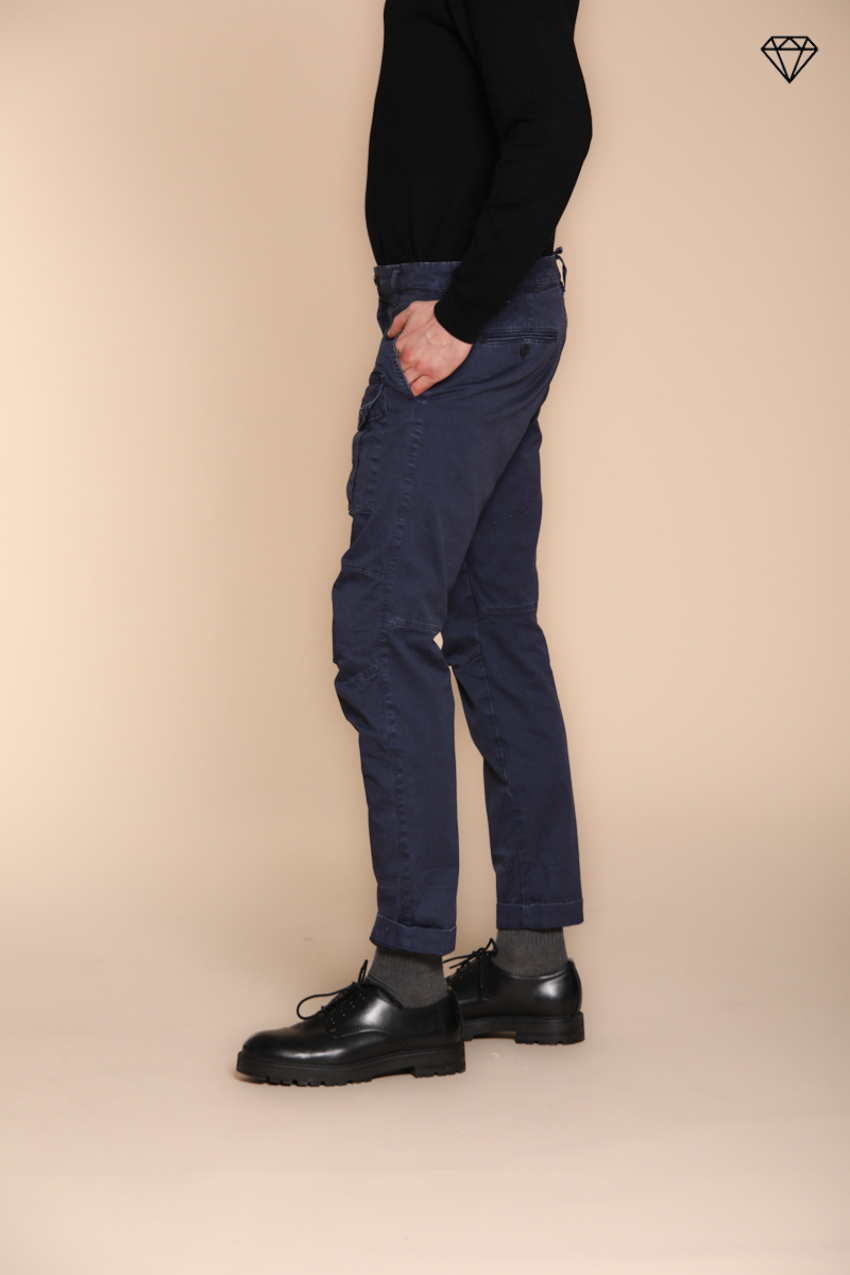 Foto 4 George Coolpocket pantalone cargo uomo in gabardina logo edition carrot fit ①