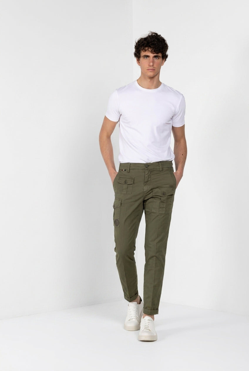 George Coolpocket pantalon cargo homme en twill léger stretch Logo Edition carrot fit ①
