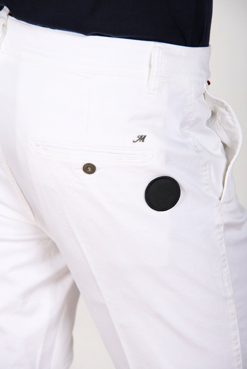 John Coolkhinos men's chino pants in stretch satin Logo Edition carrot fit ①
