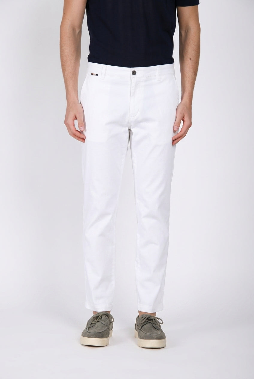 John Coolkhinos men's chino pants in stretch satin Logo Edition carrot fit ①
