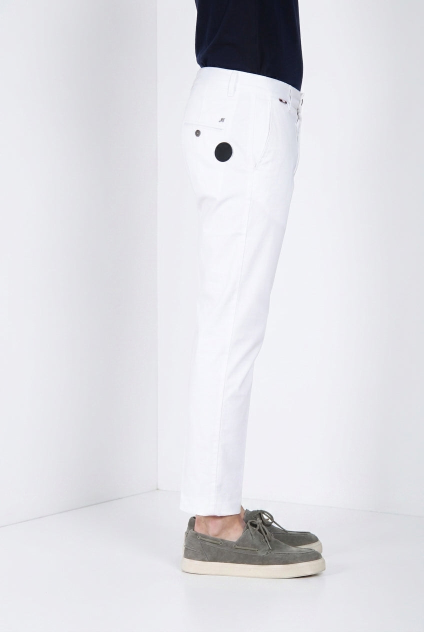 John Coolkhinos men's chino pants in stretch satin Logo Edition carrot fit ①