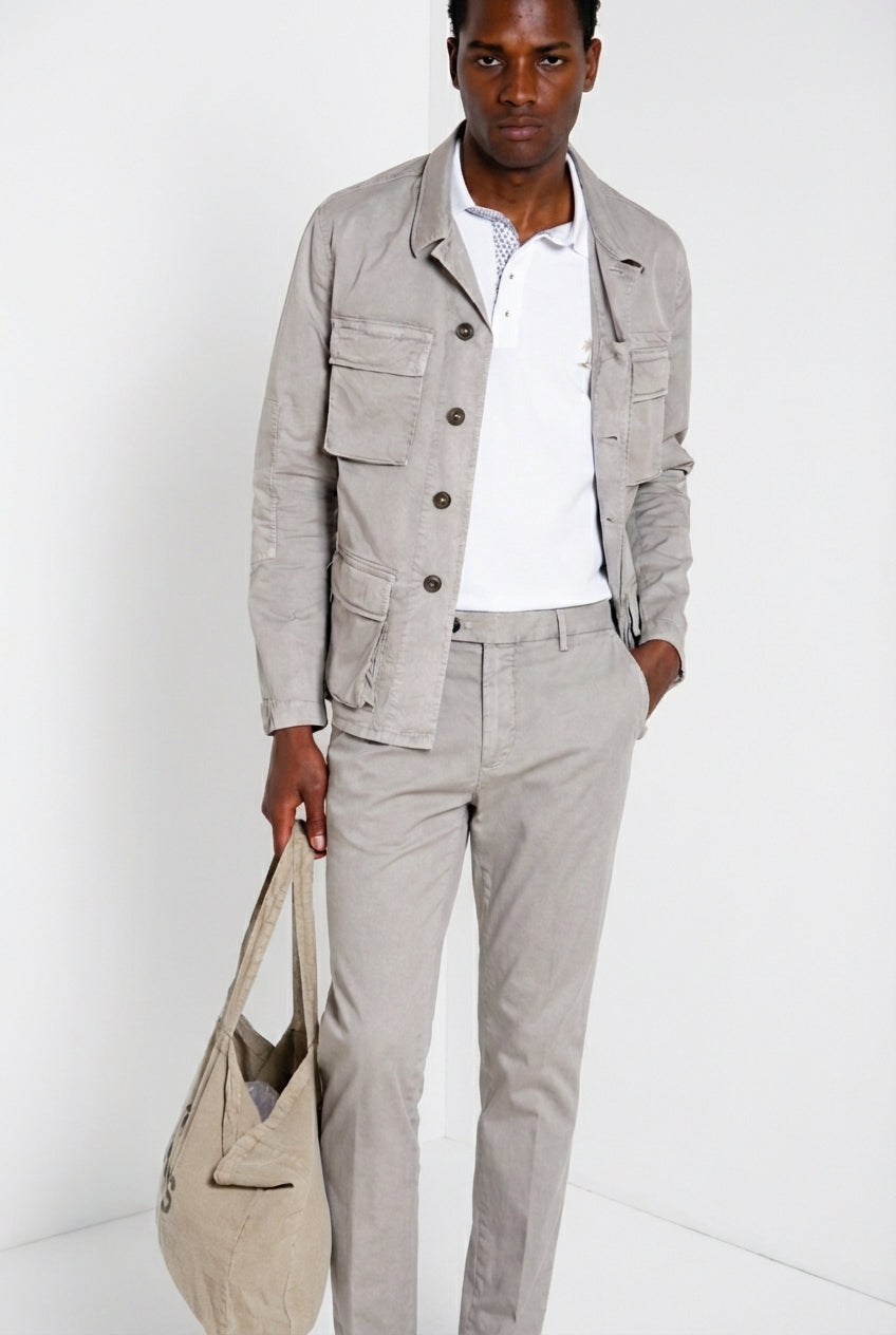 Osaka 1 Pince delamere men's chino pants in stretch gabardine carrot fit