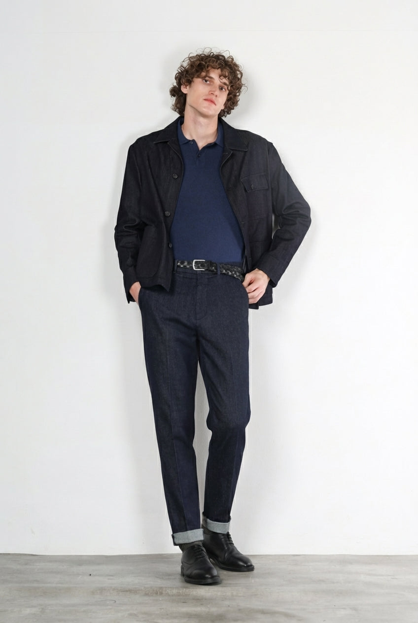 Chinos pantalon chino homme en techno denim stretch relaxed fit
