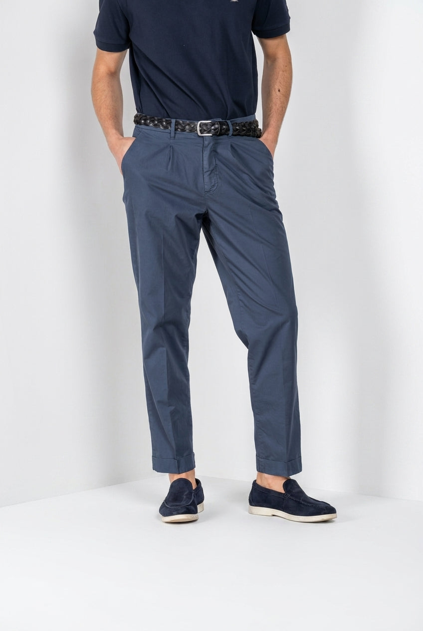 Pinces pantalone chino uomo in gabardina stretch relaxed fit