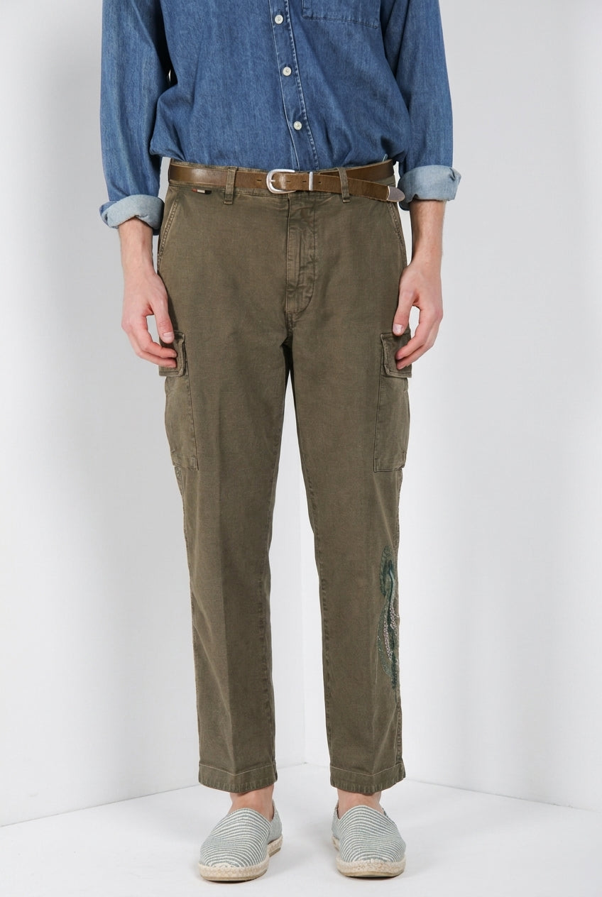 Chile M74 Hose Cargo Herren aus geflammtem Panama relaxed fit ①