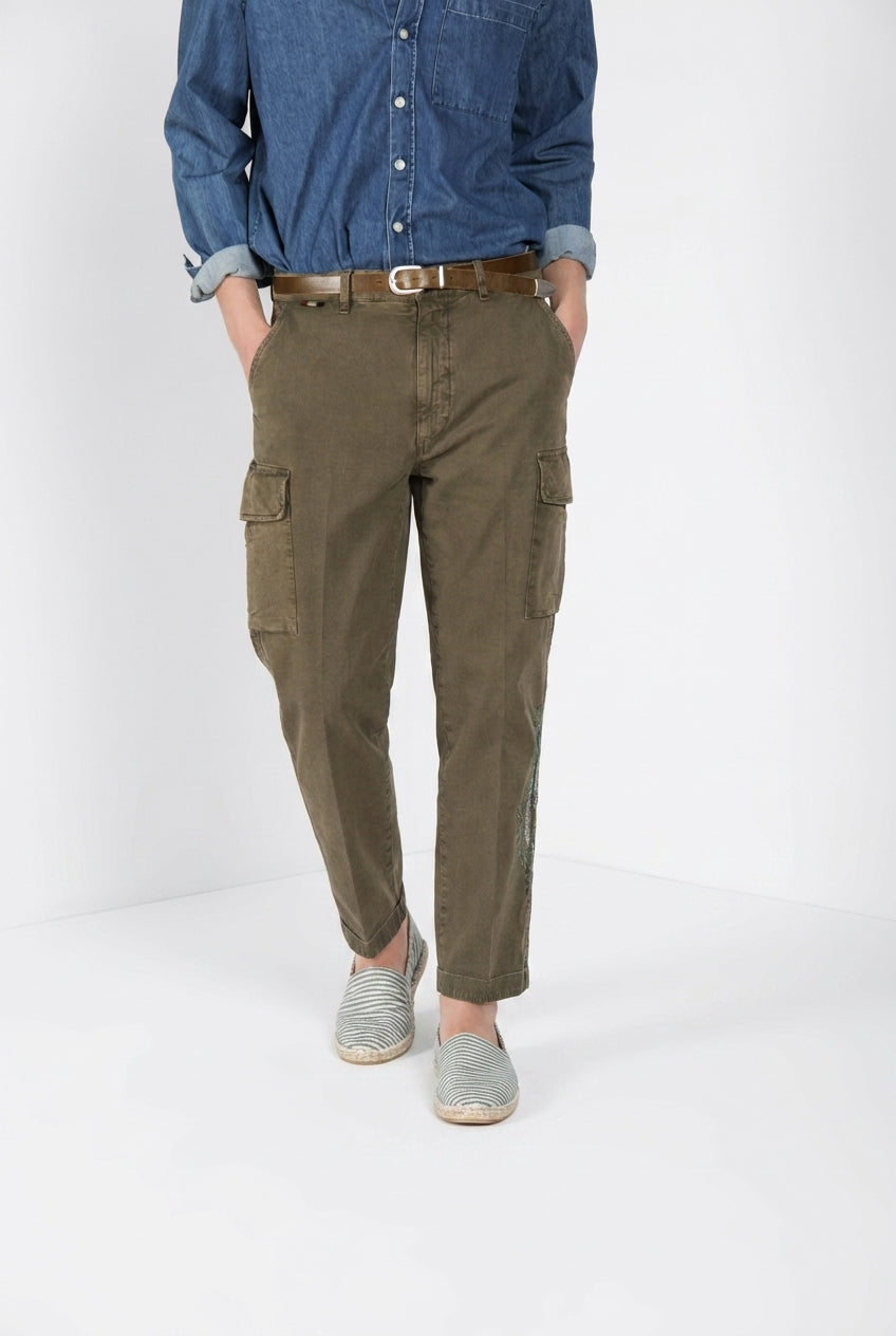 Chile M74 Hose Cargo Herren aus geflammtem Panama relaxed fit ①