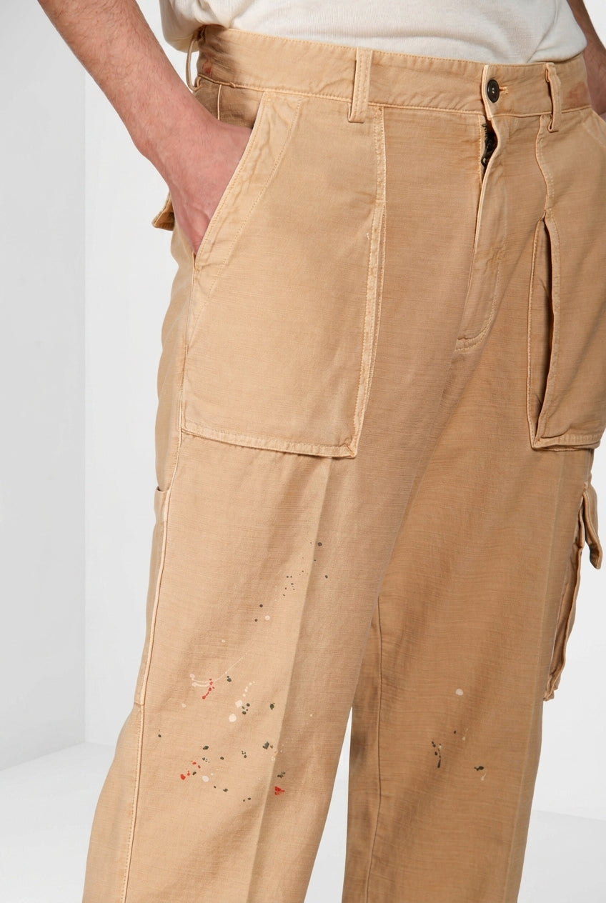 Cuba Work M74 men's cargo pants in slub cotton relaxed fit ①