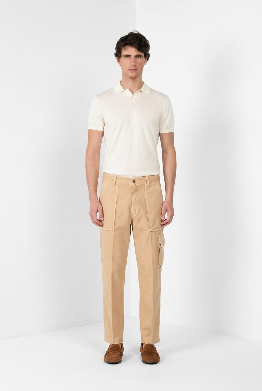 Cuba Work M74 pantalone cargo uomo in cotone fiammato relaxed fit ①