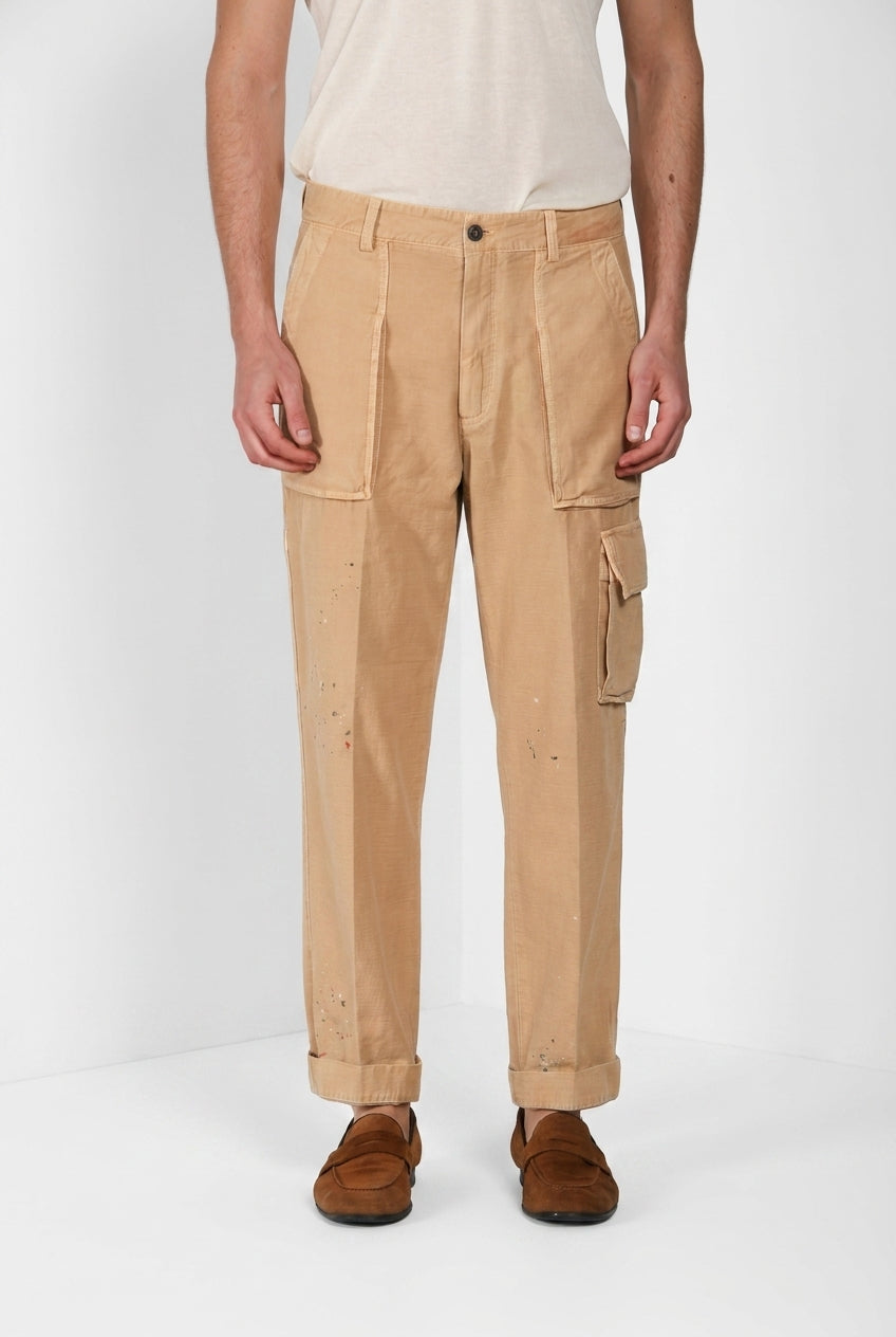 Cuba Work M74 men's cargo pants in slub cotton relaxed fit ①