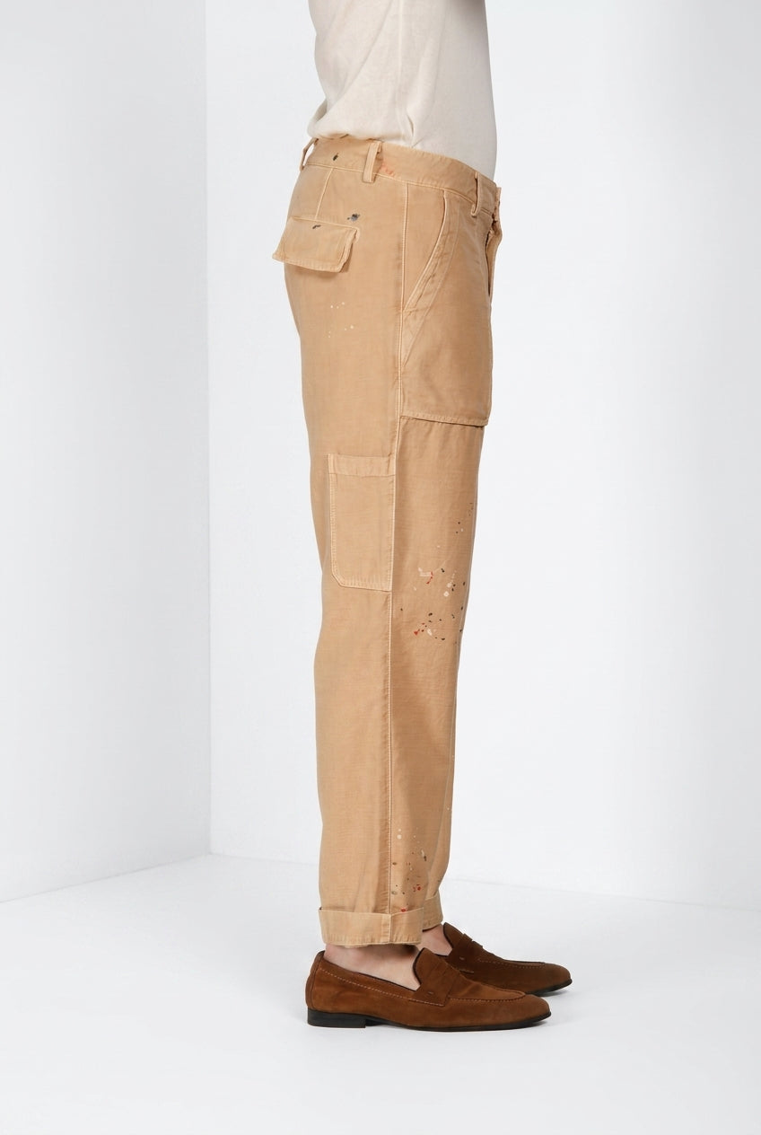 Cuba Work M74 men's cargo pants in slub cotton relaxed fit ①