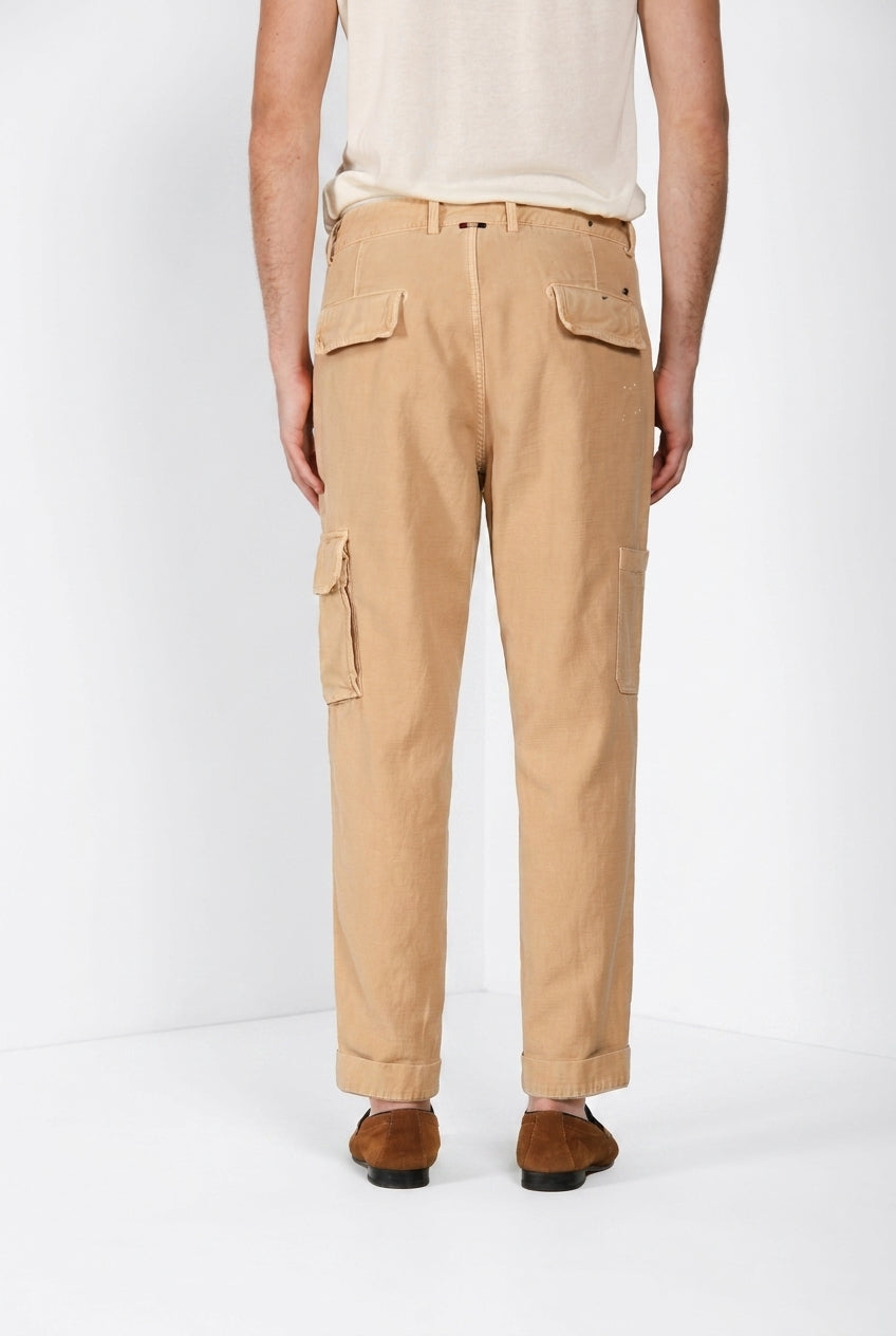 Cuba Work M74 men's cargo pants in slub cotton relaxed fit ①