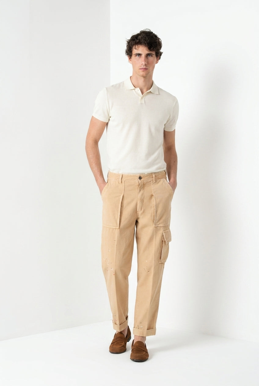 Cuba Work M74 men's cargo pants in slub cotton relaxed fit ①