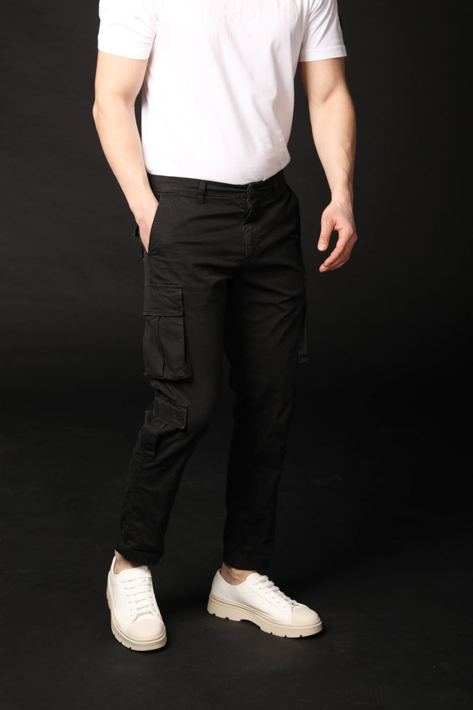 Image 2 of Mason's Bahamas model men's cargo pants in black, regular fit