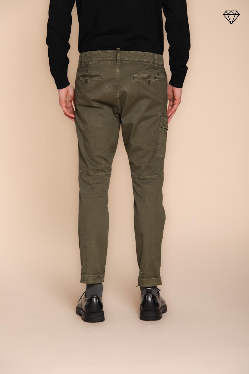 Foto 4 George Coolpocket pantalone cargo uomo in gabardina logo edition carrot fit ①