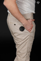 John Coolkhinos pantalon chino homme en satin stretch logo edition carrot fit ①