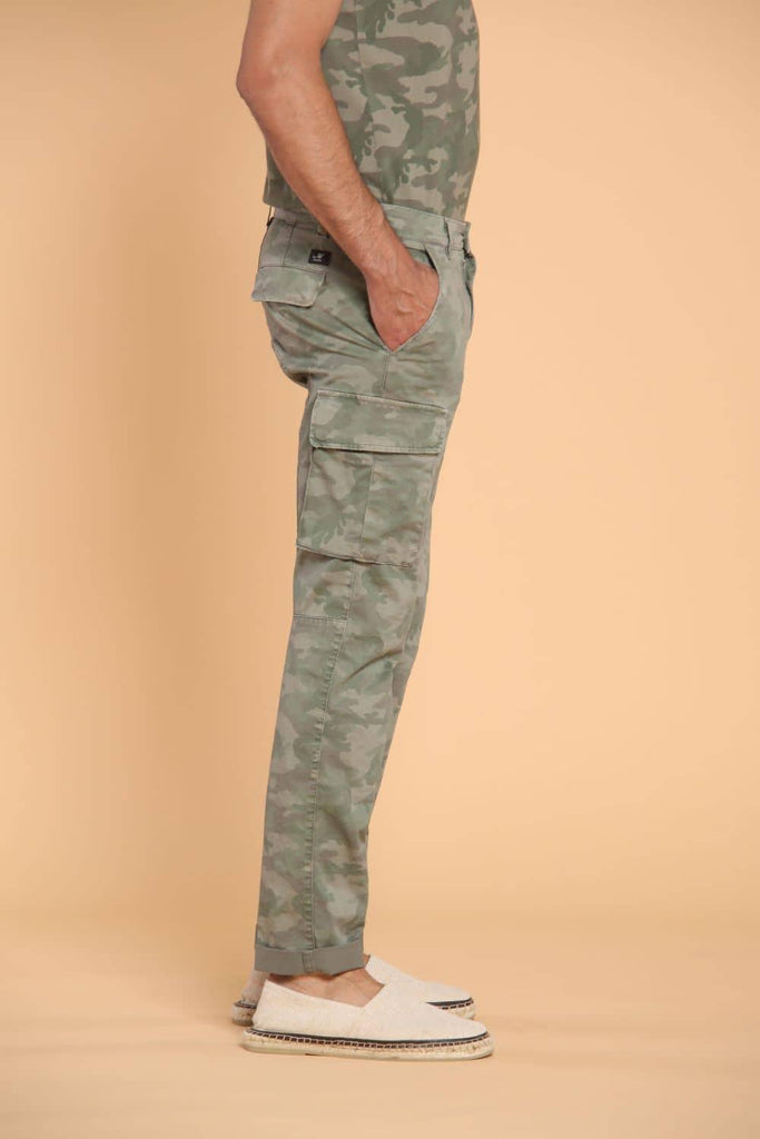 Chile men's cargo pants  in cotton with camouflage pattern  extra slim ①