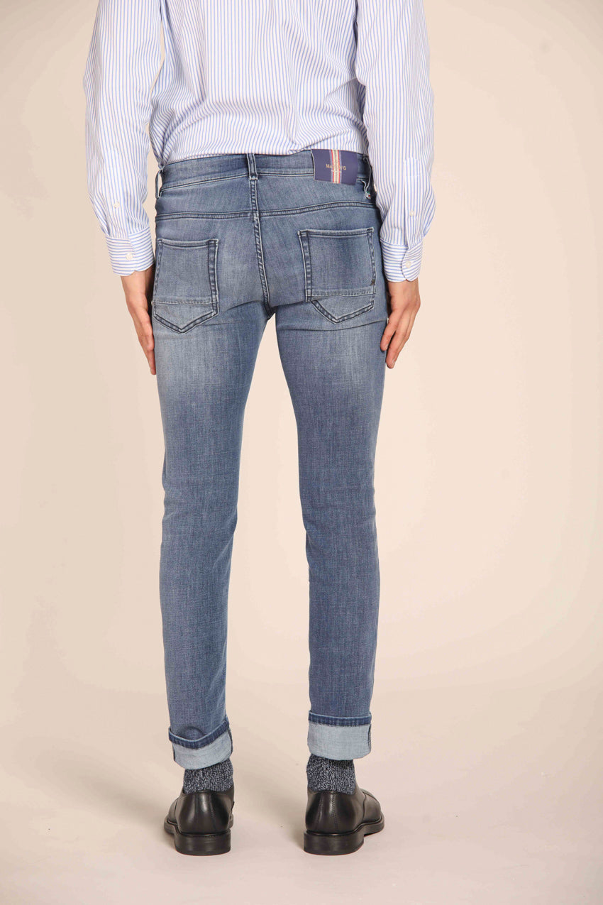 immagine 5 di pantalone in denim uomo modello Harris 5 tasche, colore blu navy e fit slim di Mason's