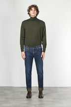 Harris pantalone 5 tasche uomo in denim fantasia galles slim fit