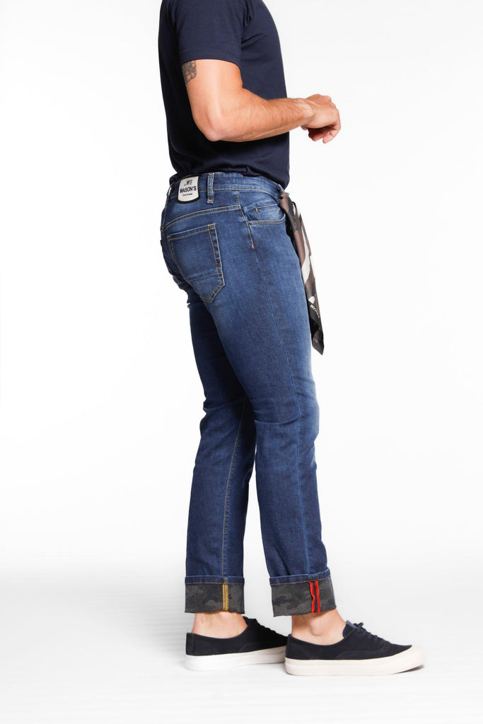 Harris man 5-pocket pants in denim with military pattern details slim