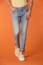 Harris 5 Tasche pantalone uomo denim con stampa interna safari slim fit