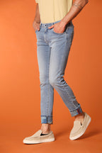 Harris 5 Tasche pantalone uomo denim con stampa interna safari slim fit