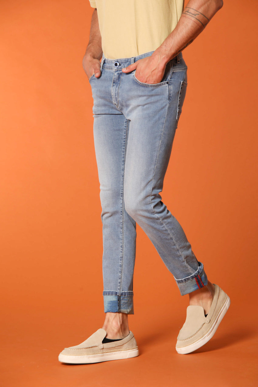 Harris 5 Tasche pantalone uomo denim con stampa interna safari slim fit