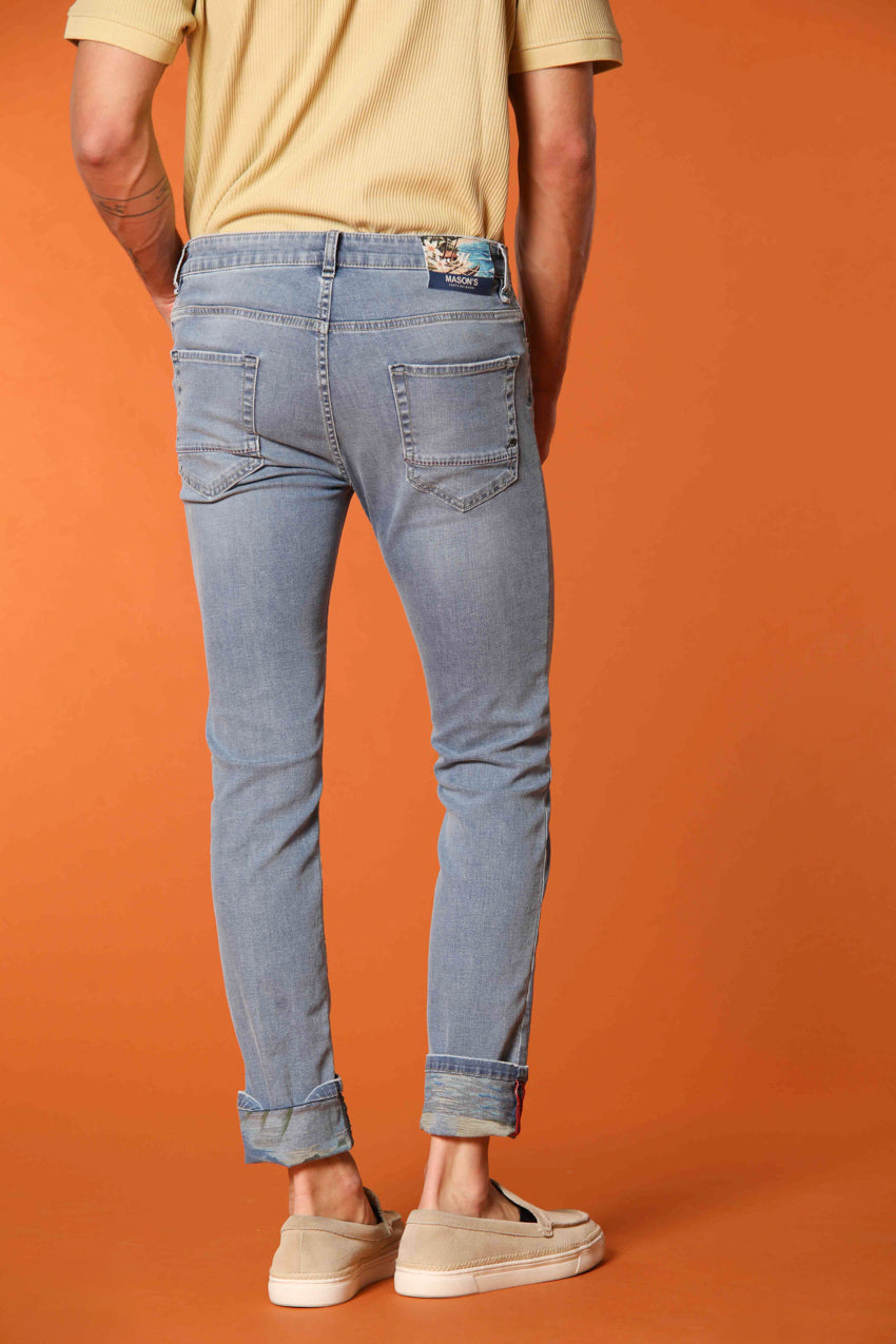 Harris 5 Tasche pantalone uomo denim con stampa interna safari slim fit