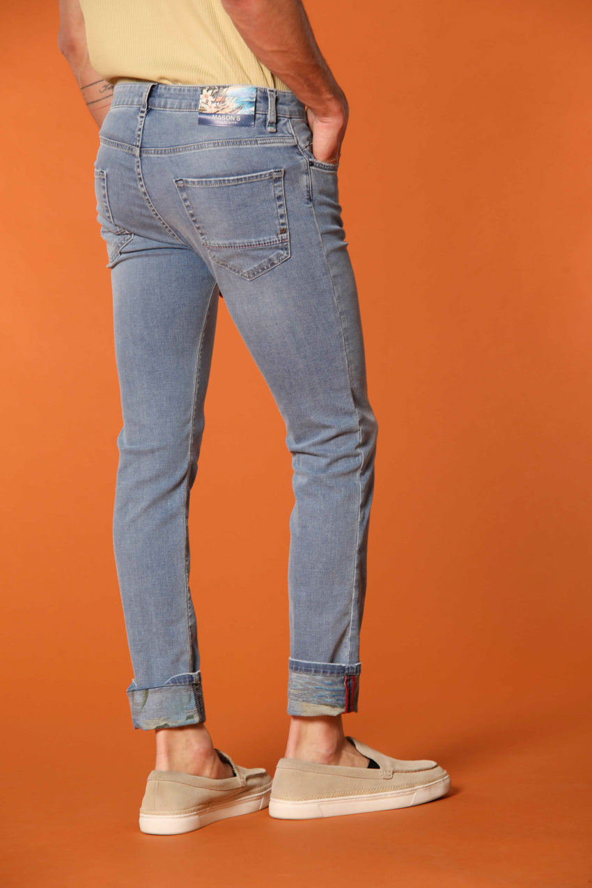 Harris 5 Tasche pantalone uomo denim con stampa interna safari slim fit