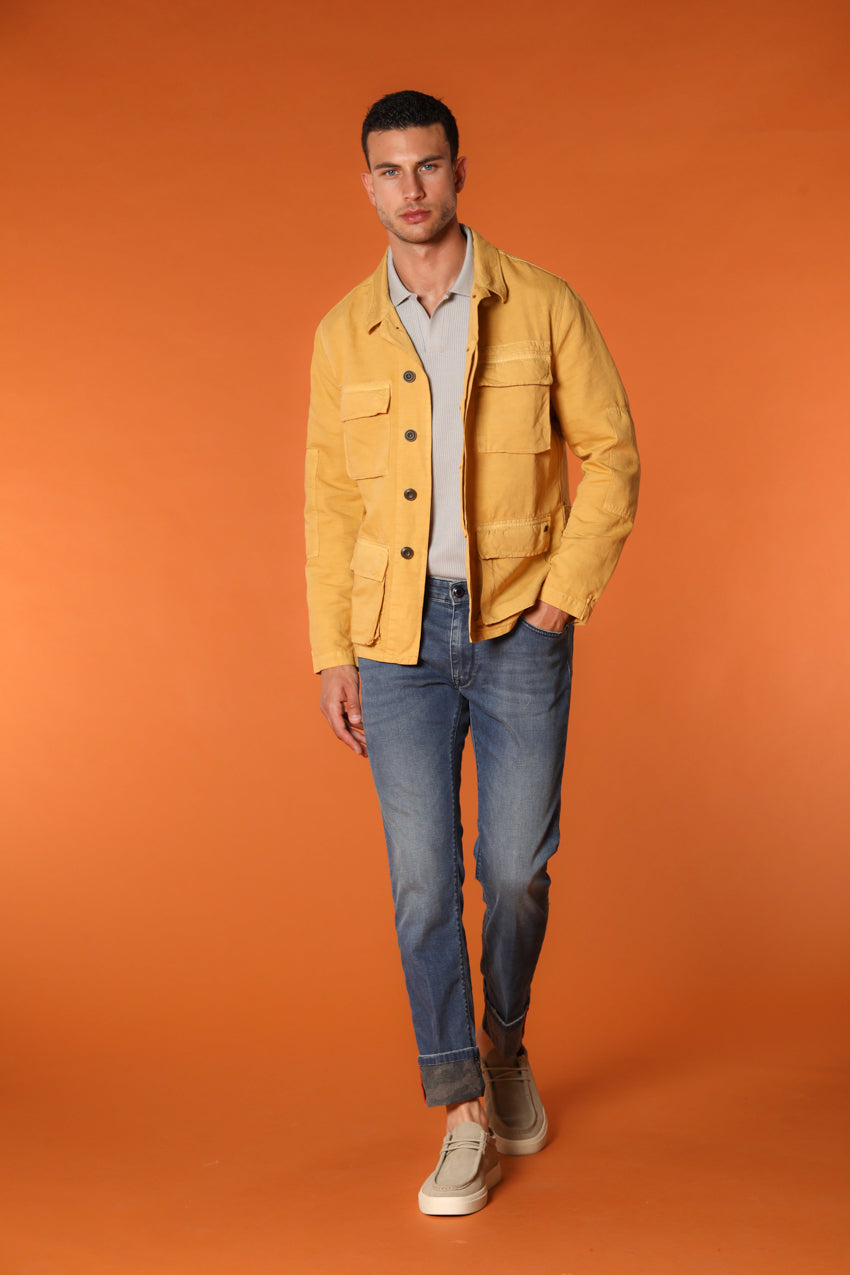 Harris 5 Tasche pantalone uomo denim con stampa interna mimetica slim fit