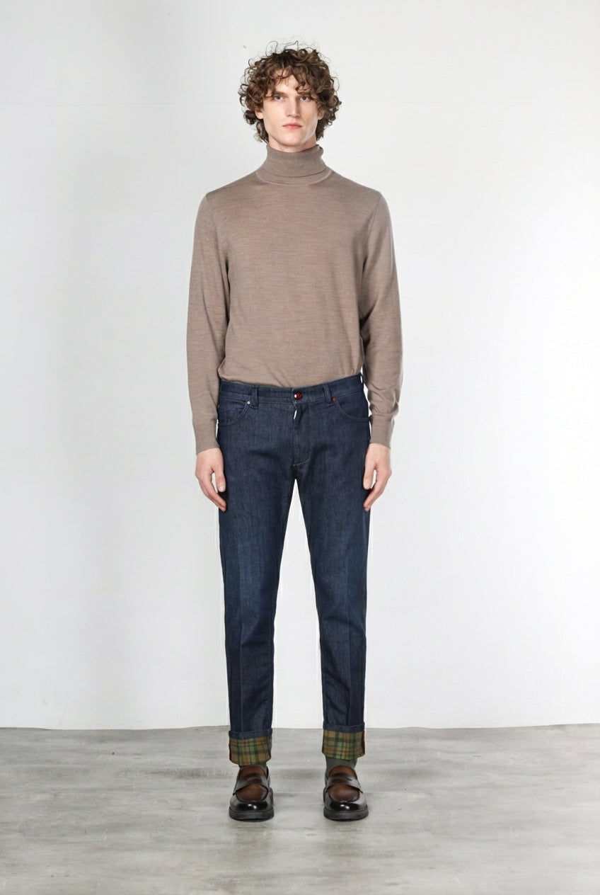 Harris 5-Pocket-Hose für Herren aus Denim mit Glencheck-Muster Regular Fit