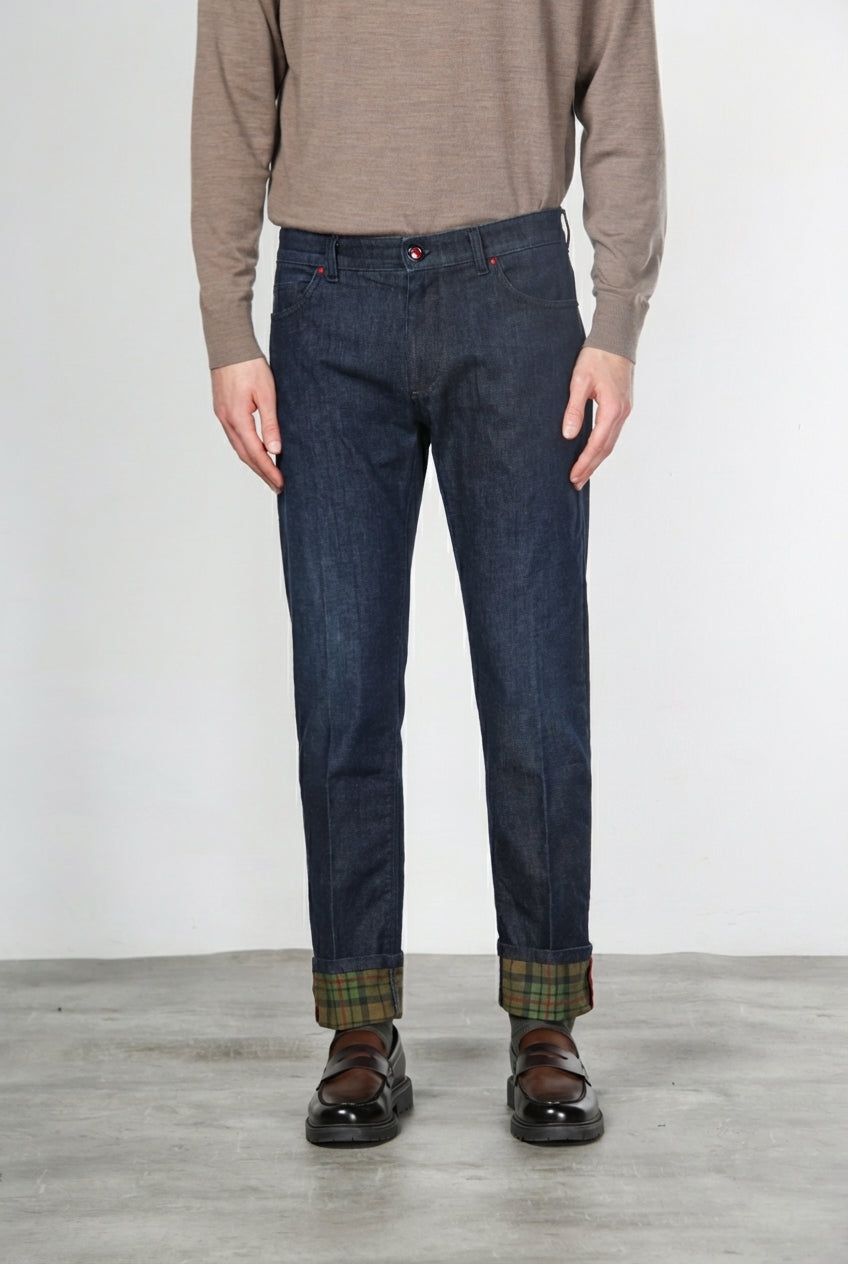 Harris 5-Pocket-Hose für Herren aus Denim mit Glencheck-Muster Regular Fit