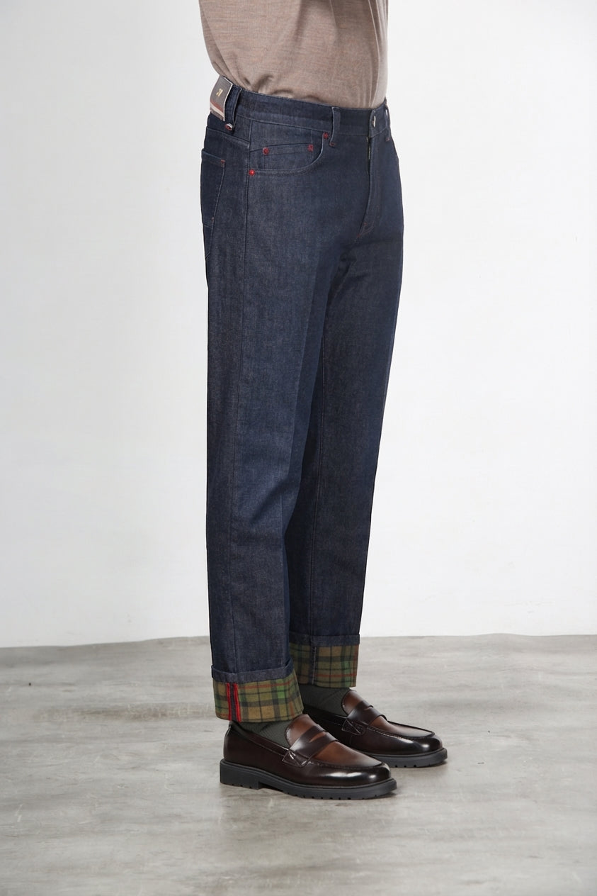 Harris 5-Pocket-Hose für Herren aus Denim mit Glencheck-Muster Regular Fit