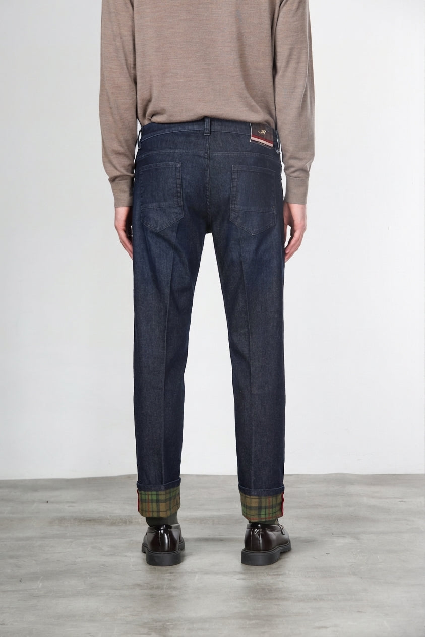Harris 5-Pocket-Hose für Herren aus Denim mit Glencheck-Muster Regular Fit
