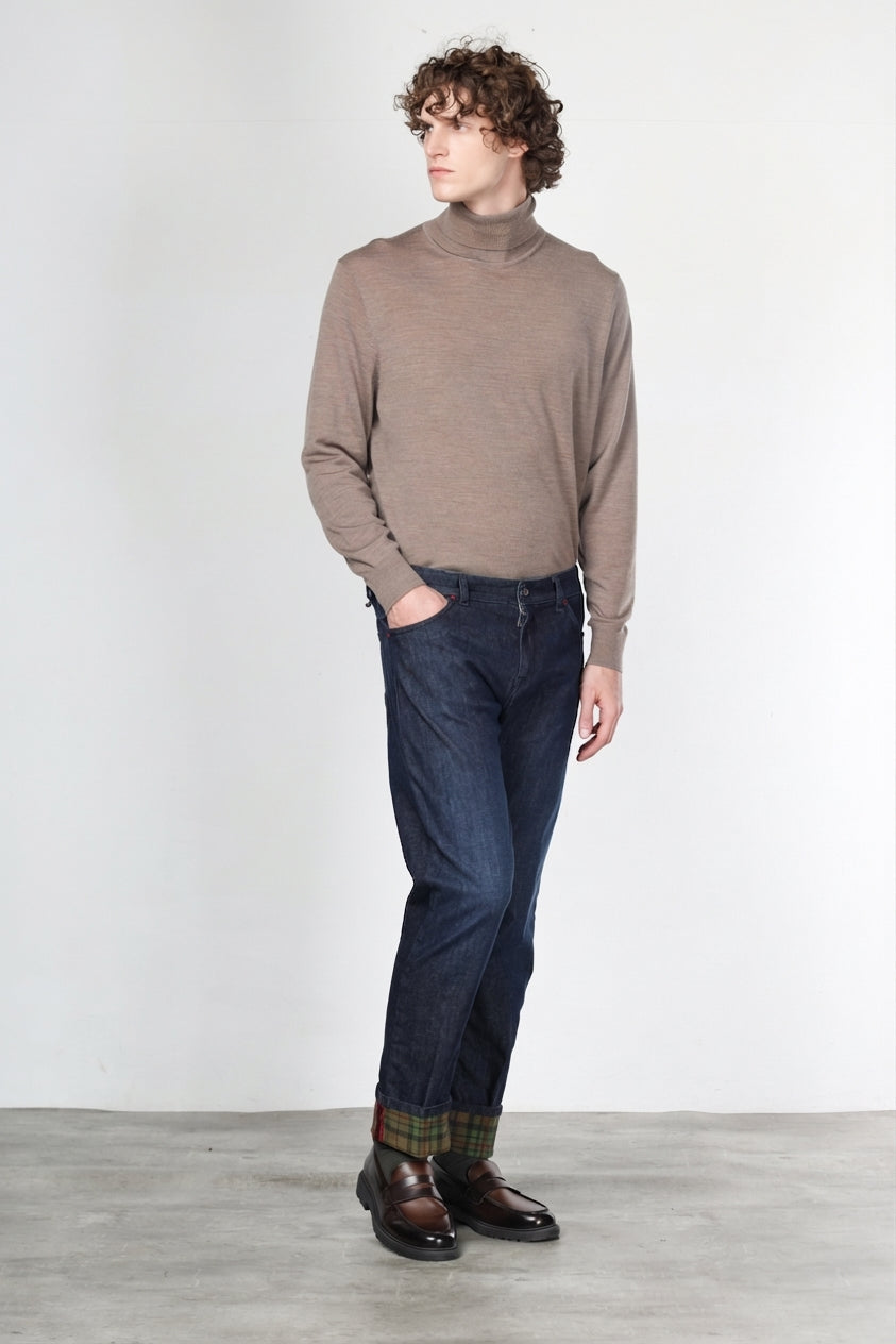 Harris 5-Pocket-Hose für Herren aus Denim mit Glencheck-Muster Regular Fit