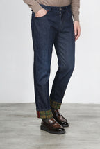 Harris 5-Pocket-Hose für Herren aus Denim mit Glencheck-Muster Regular Fit