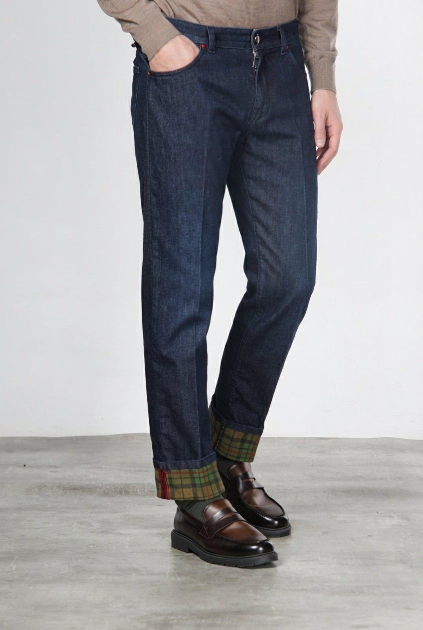 Harris 5-Pocket-Hose für Herren aus Denim mit Glencheck-Muster Regular Fit