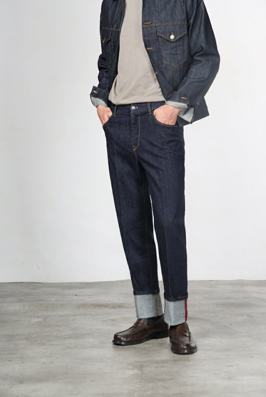 Harris Men's 5-Pocket Pants in Stretch Techno Denim Carrot Fit