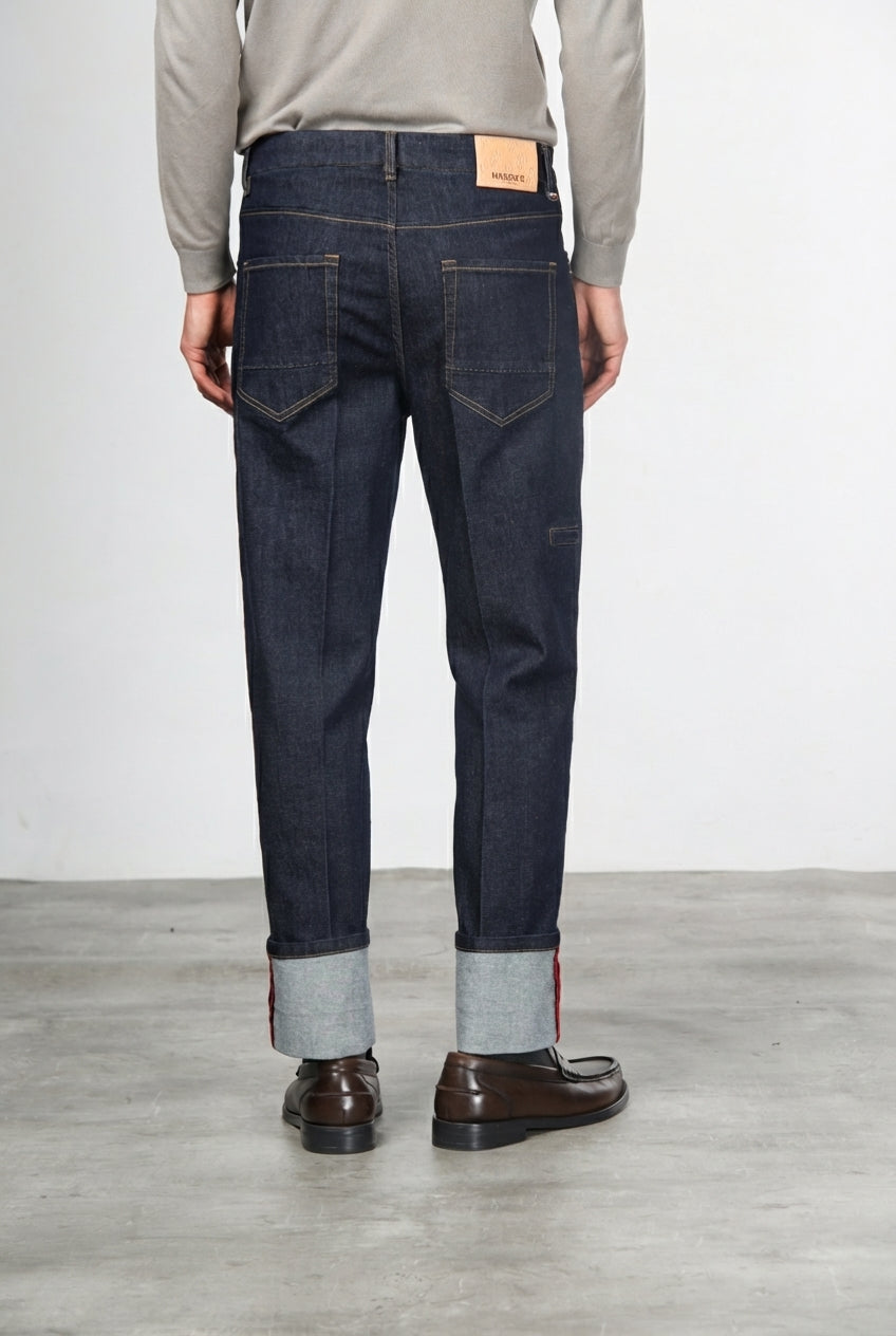 Harris Men's 5-Pocket Pants in Stretch Techno Denim Carrot Fit