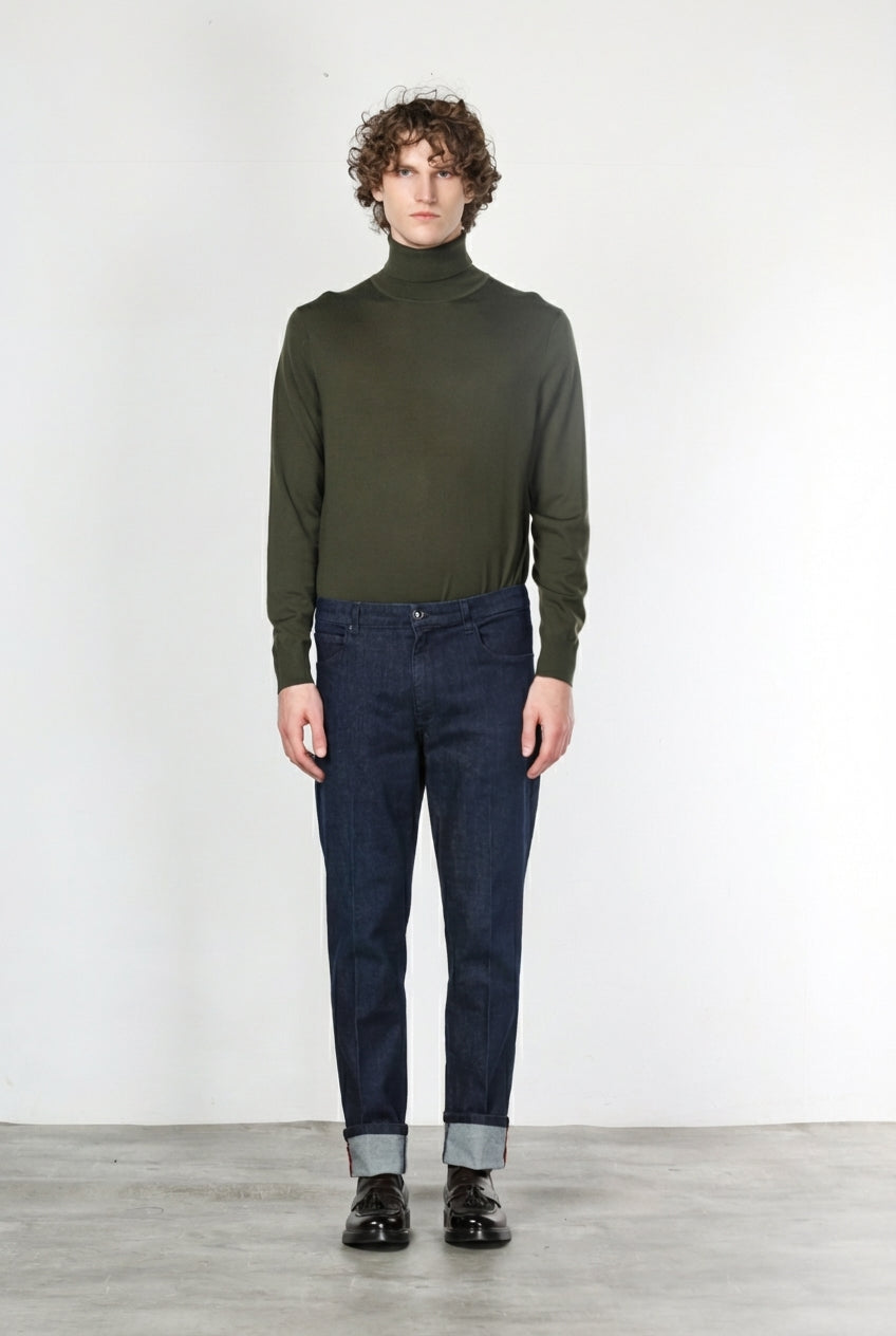 Harris men’s 5-pocket pants in techno stretch denim with carrot fit
